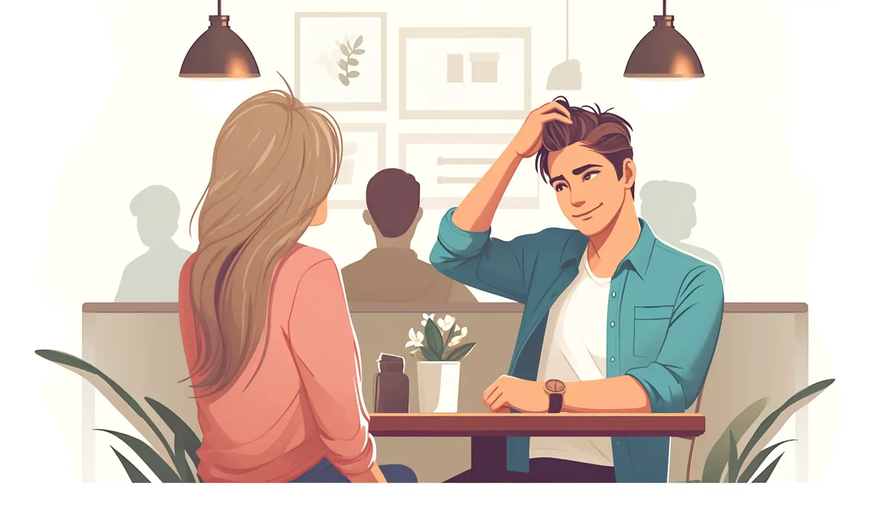 女性 が 男性 の 前 で 髪 を 触る